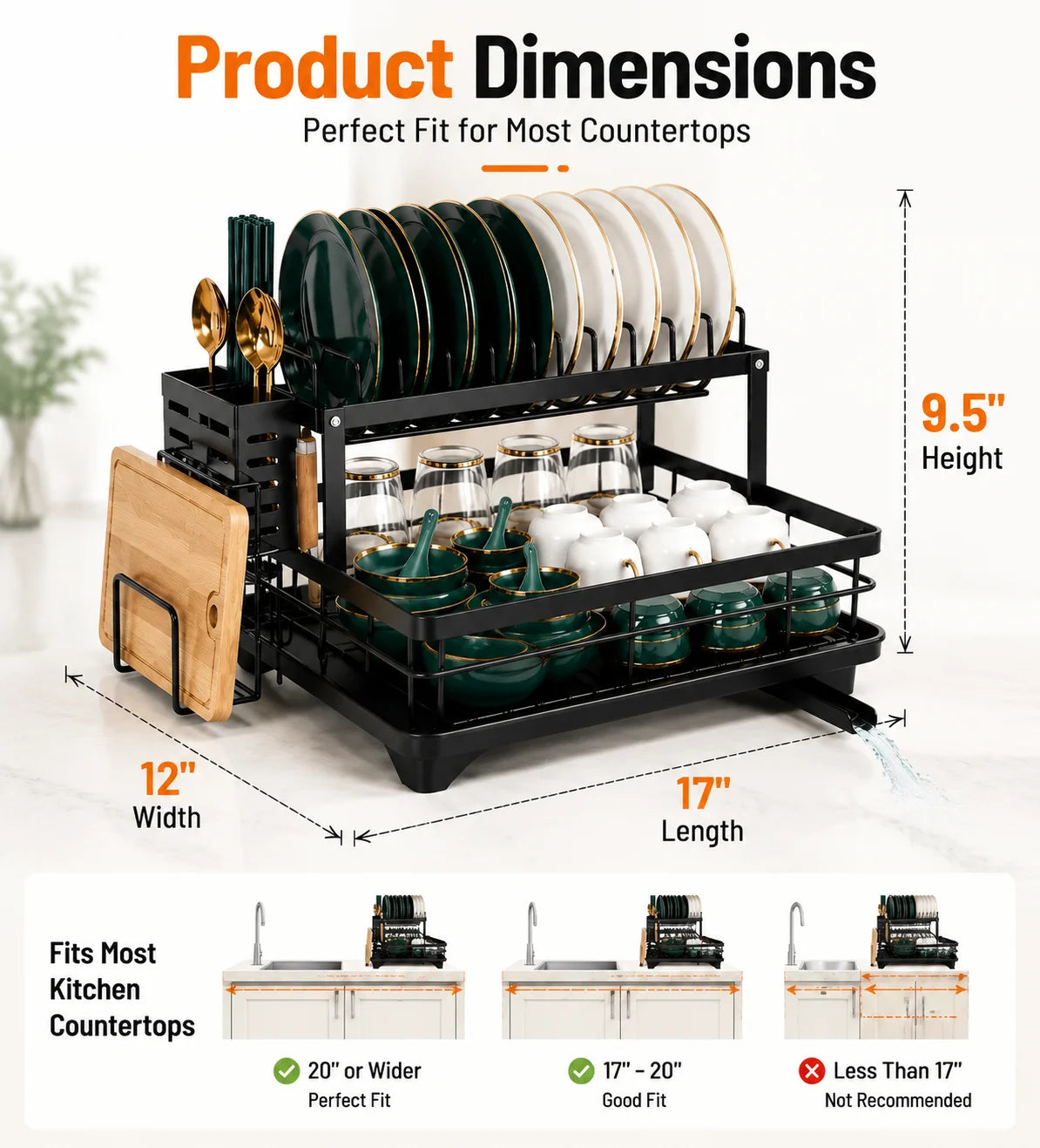 2-Tier Auto-Drain Dish Rack