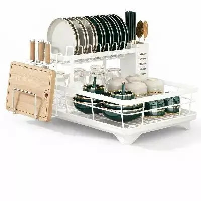 2-Tier Auto-Drain Dish Rack