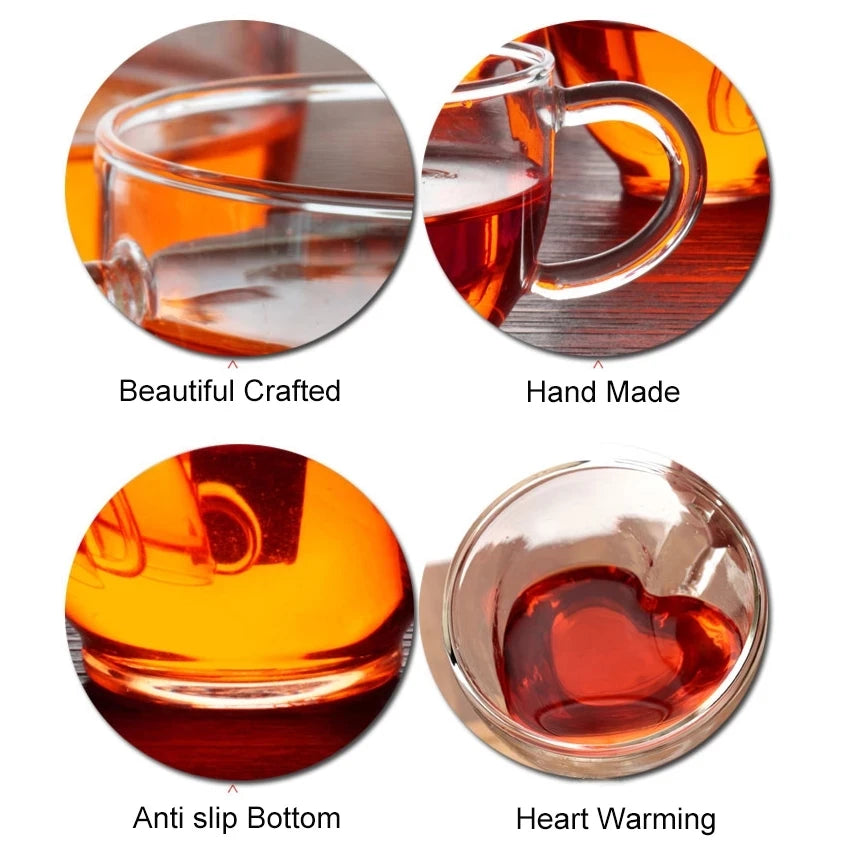 Heart-Shaped Double Wall Glass Mug