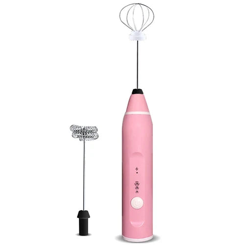 USB Rechargeable Electric Milk Frother with 3 Attachments