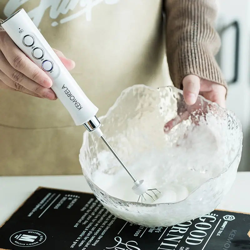 USB Rechargeable Electric Milk Frother with 3 Attachments