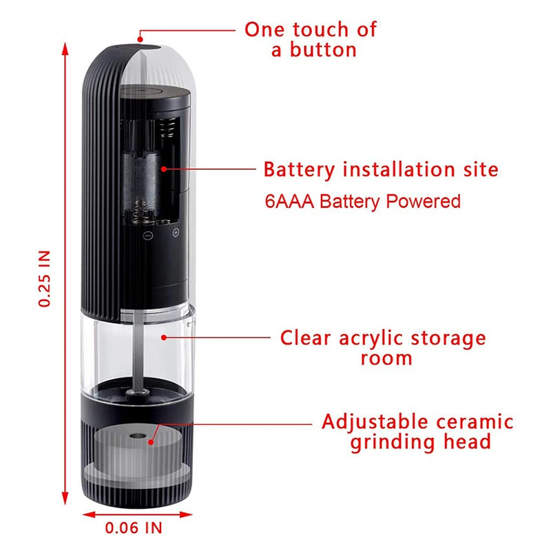 One-Touch Electric Pepper & Salt Grinder with LED Light (2 Colors)