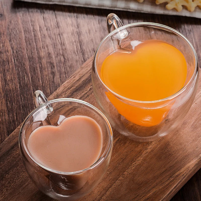 Heart-Shaped Double Wall Glass Mug