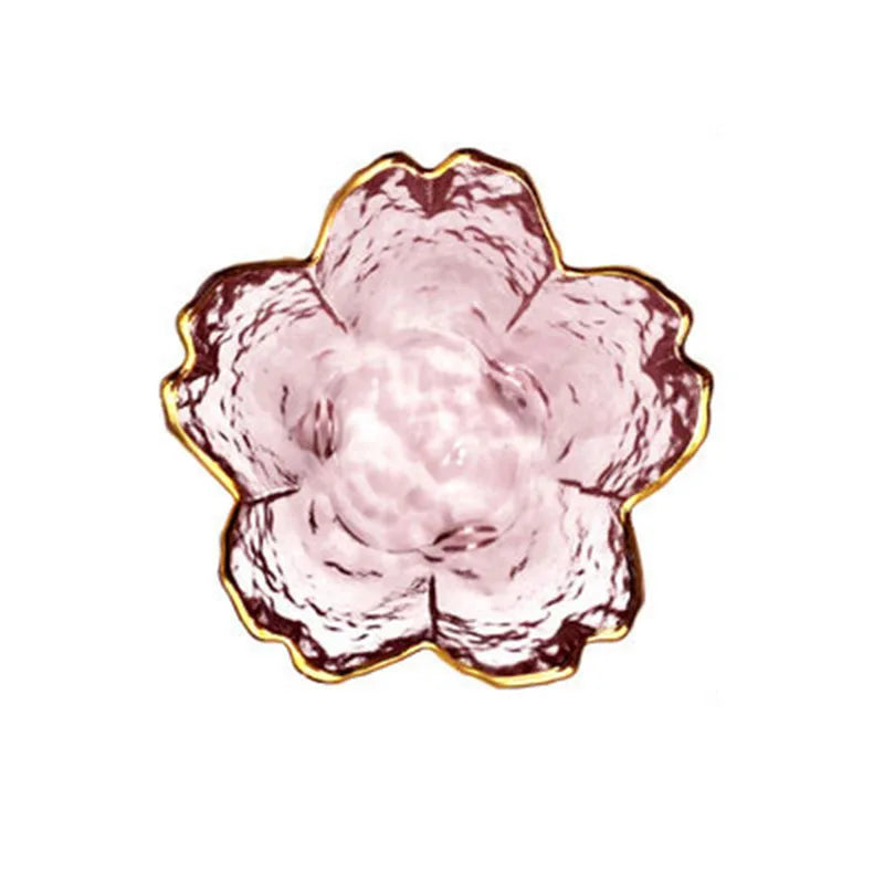 Flower Glass Dessert Bowl with Gold Rim