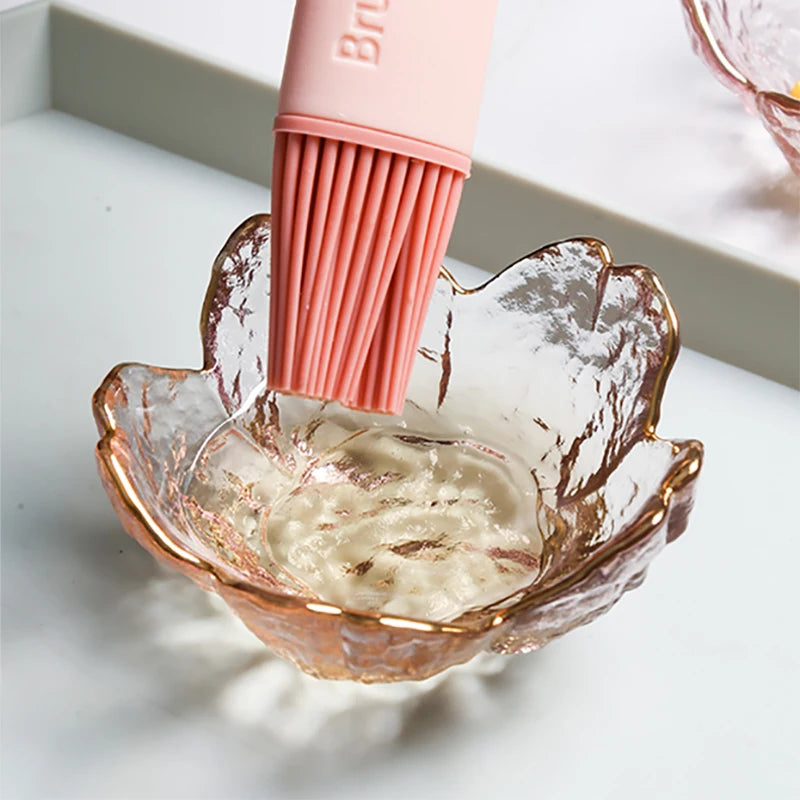 Flower Glass Dessert Bowl with Gold Rim