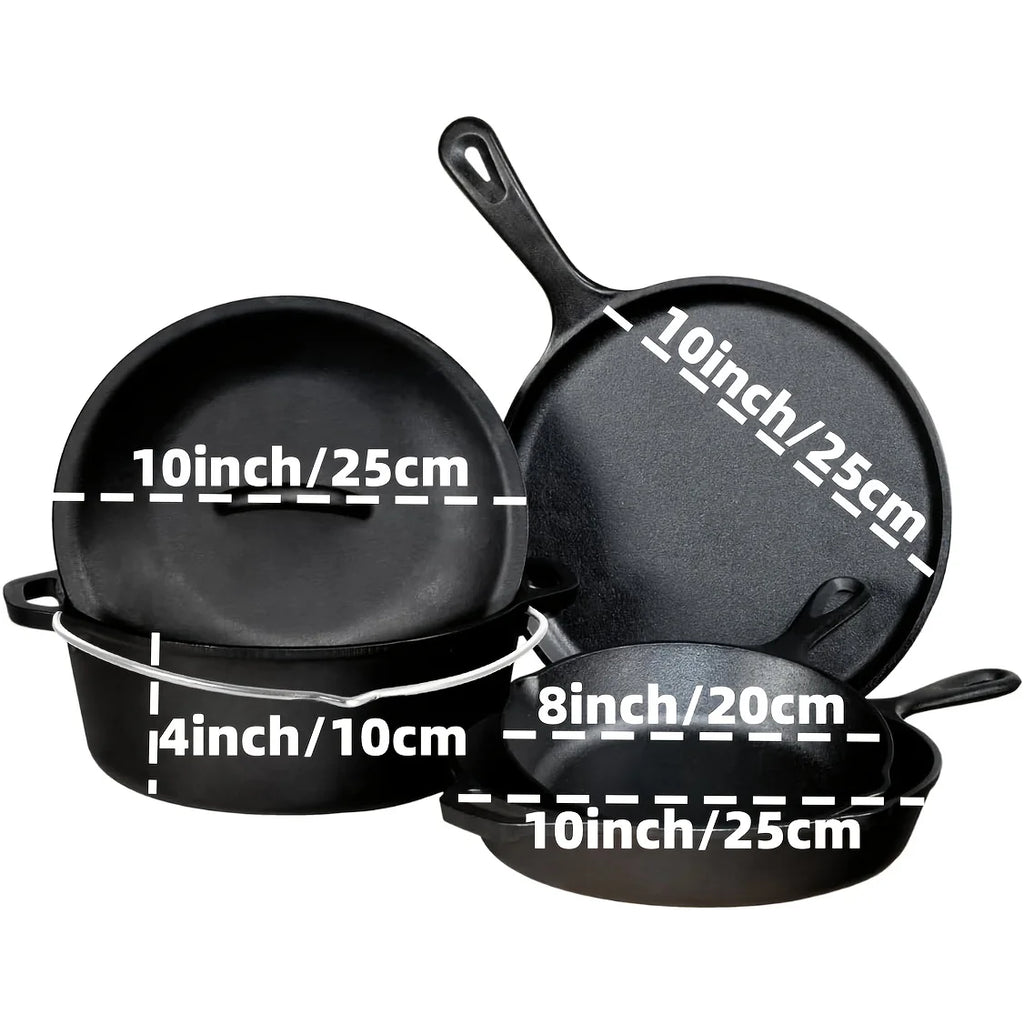 3-Piece Cast Iron Skillet