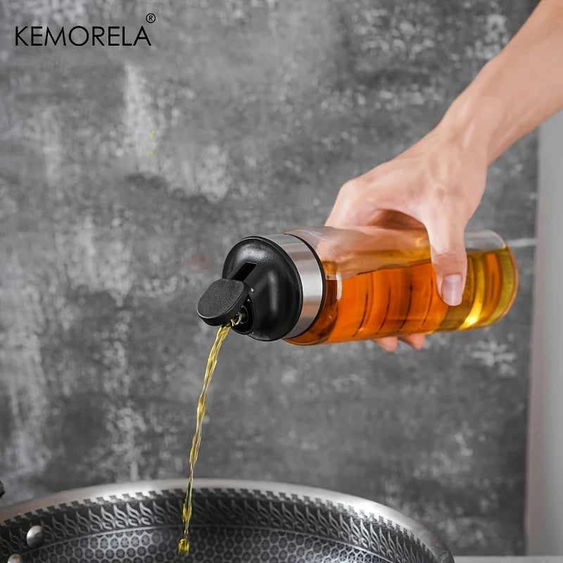 Glass Oil Dispenser Bottle with Auto-Flip Spout