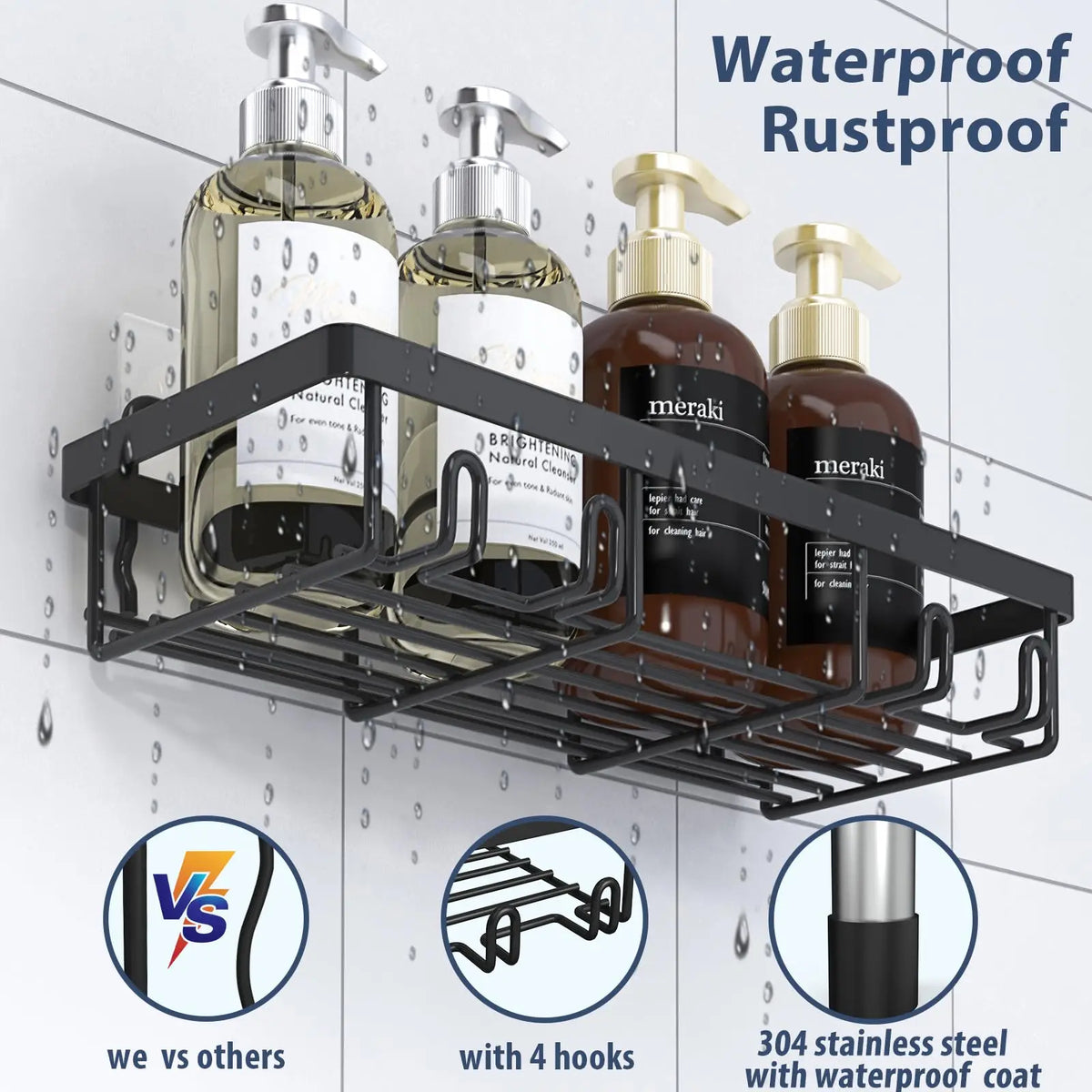 5-Pack Adhesive Shower Caddy Set