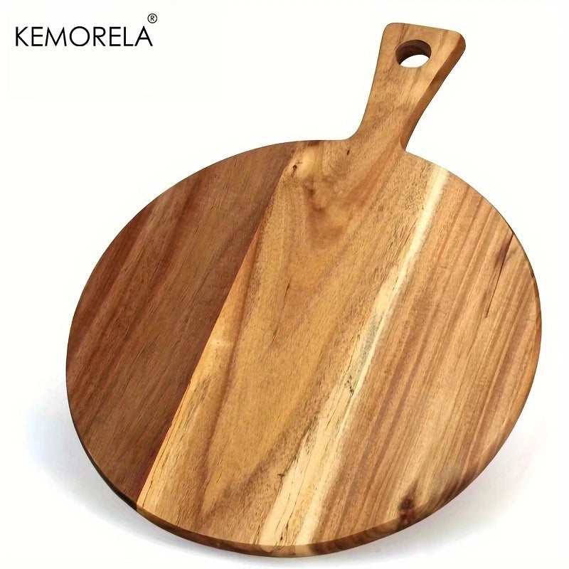 Solid Acacia Wood Round Cutting & Serving Board with Handle (3 Sizes)