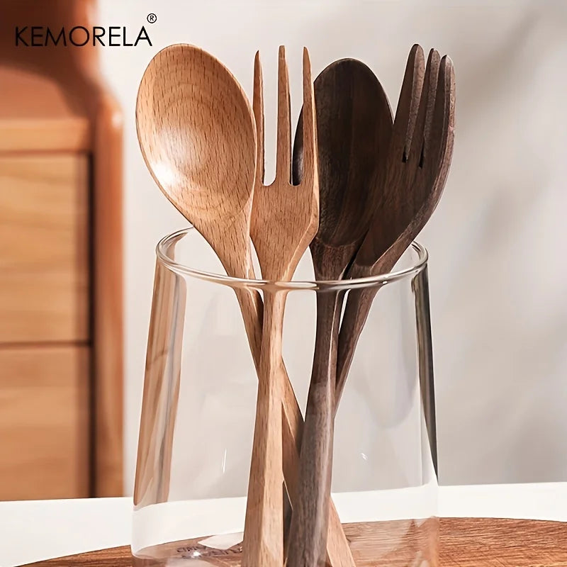 Natural Wood Cutlery Set (Spoon & Fork)