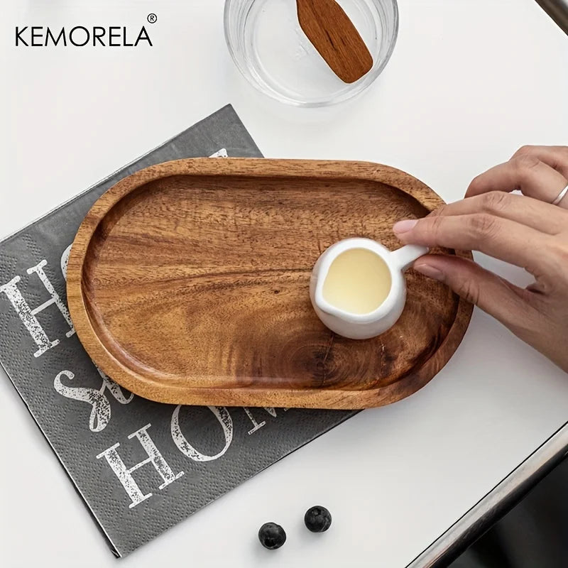 Solid Wood Oval Serving Tray (Walnut / Beech)