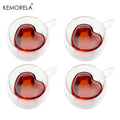Double-Wall Heart-Shaped Glass Cup with Handle (Set of 4, 80ml)