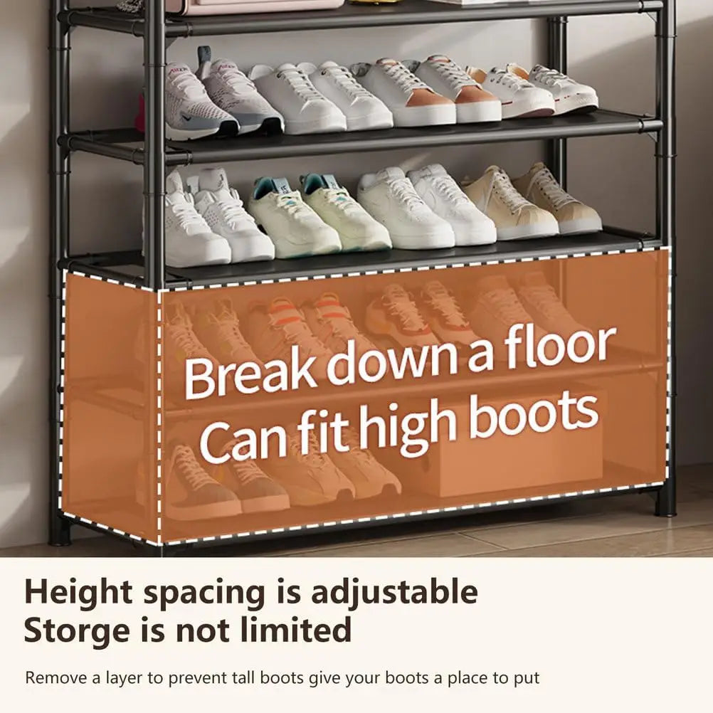 4-Tier Shoe Rack with Hooks