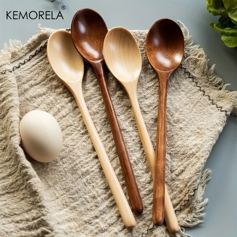Long-Handle Wooden Spoons Set (4pcs)