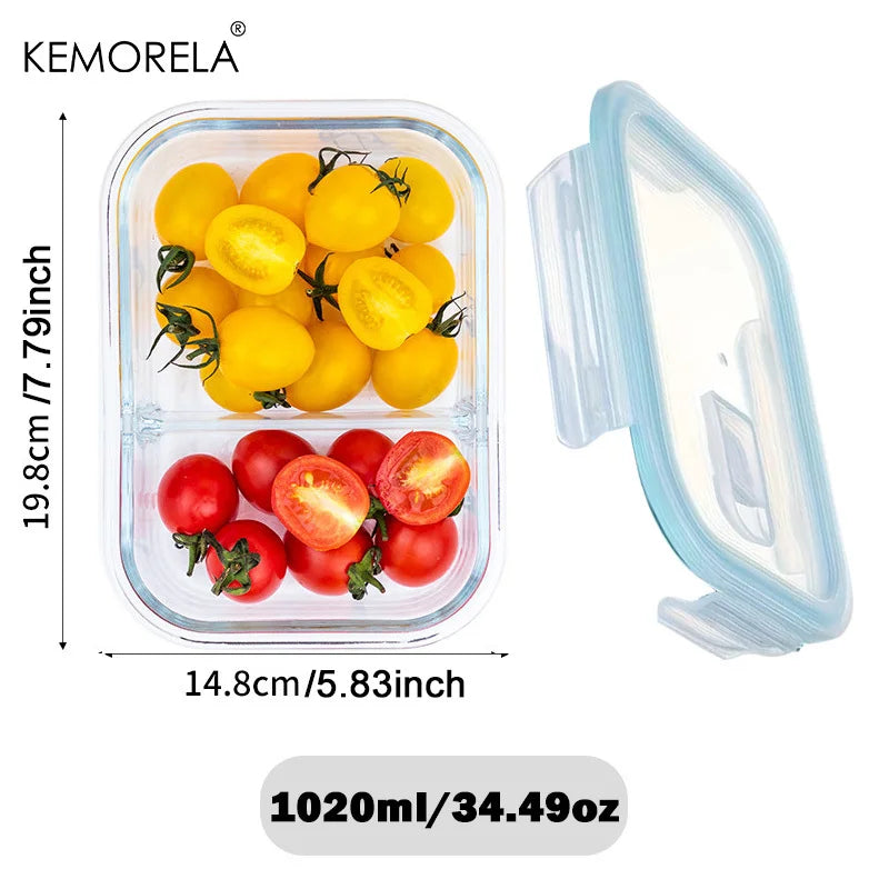 Glass Lunch Box with Divider & Locking Lid