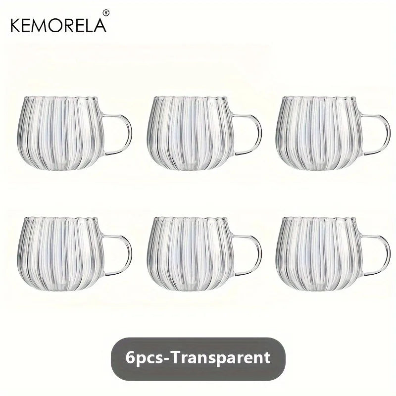 Pumpkin-Shaped Glass Mug Set (6pcs)