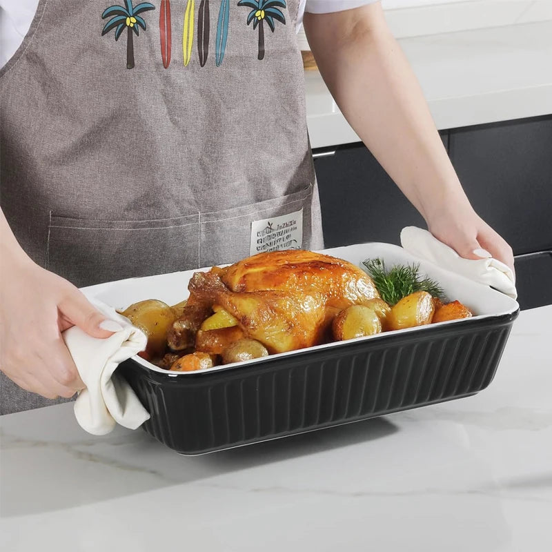 White Ceramic Baking Dish with Handles (Small / Large)
