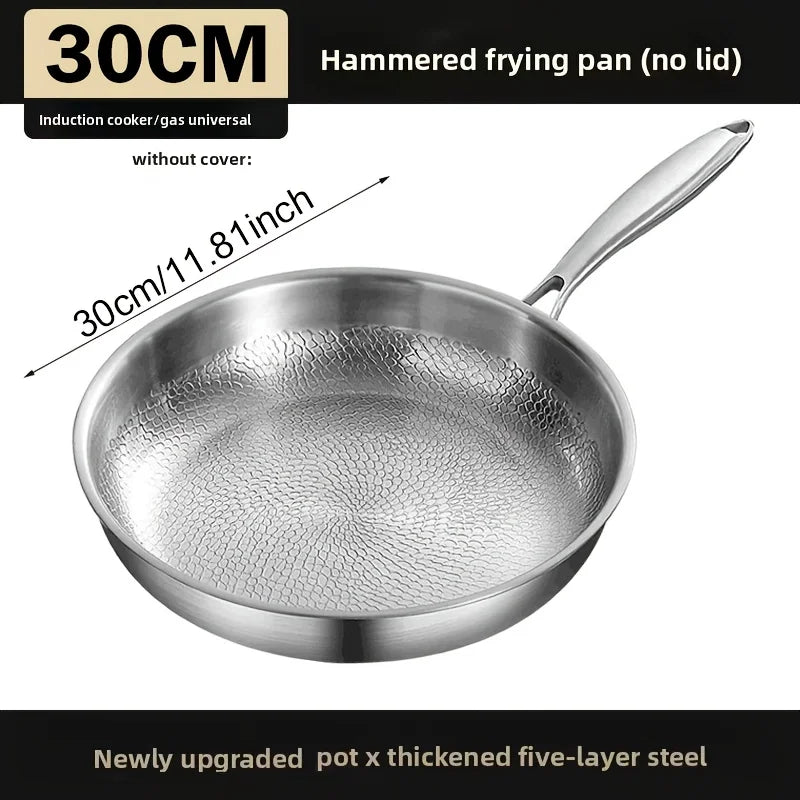 Hammered Stainless Steel Frying Pan