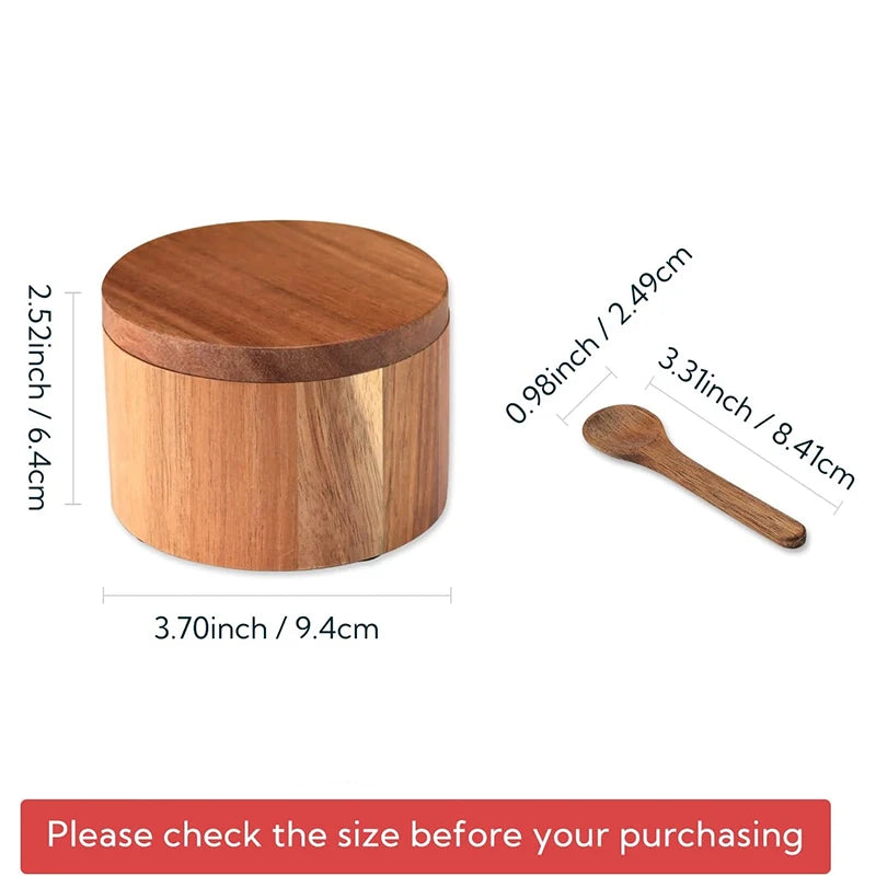 Acacia Wood Salt & Pepper Cellar with 360° Swivel Lid
