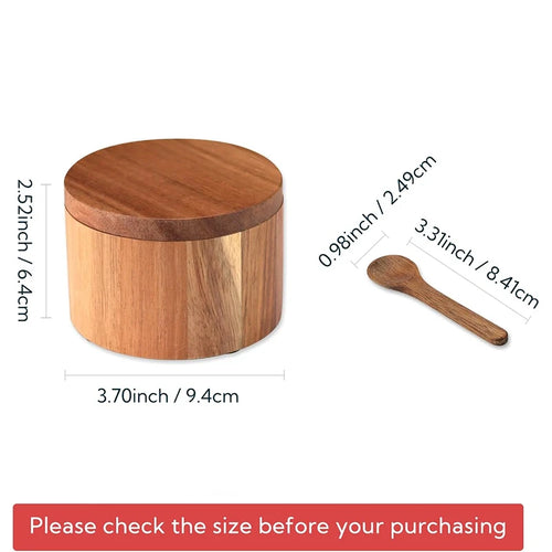 Acacia Wood Salt & Pepper Cellar with 360° Swivel Lid