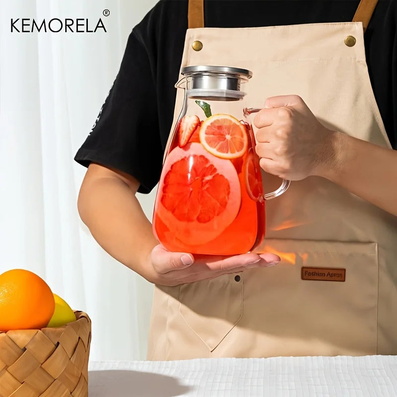Glass Water Pitcher with Stainless Steel Lid