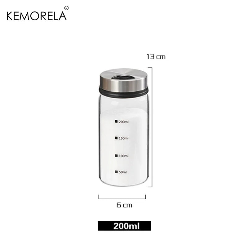 Glass Spice Jars with Flip-Top Stainless Steel Lids & Measurement Scale