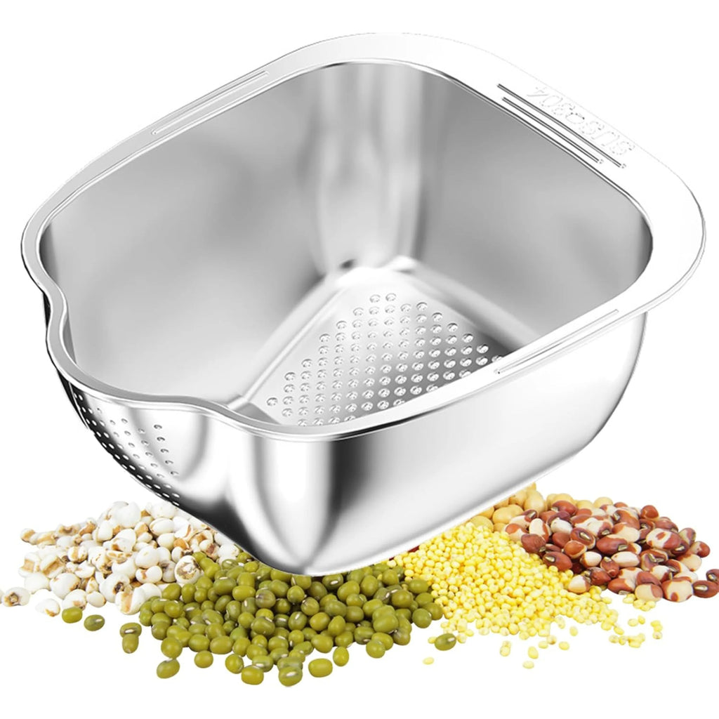Stainless Steel Over-Sink Colander & Wash Basin with Handles