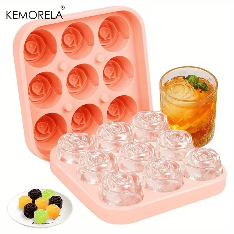 Rose-Shaped Silicone Ice Cube Mold Tray (12 Roses)