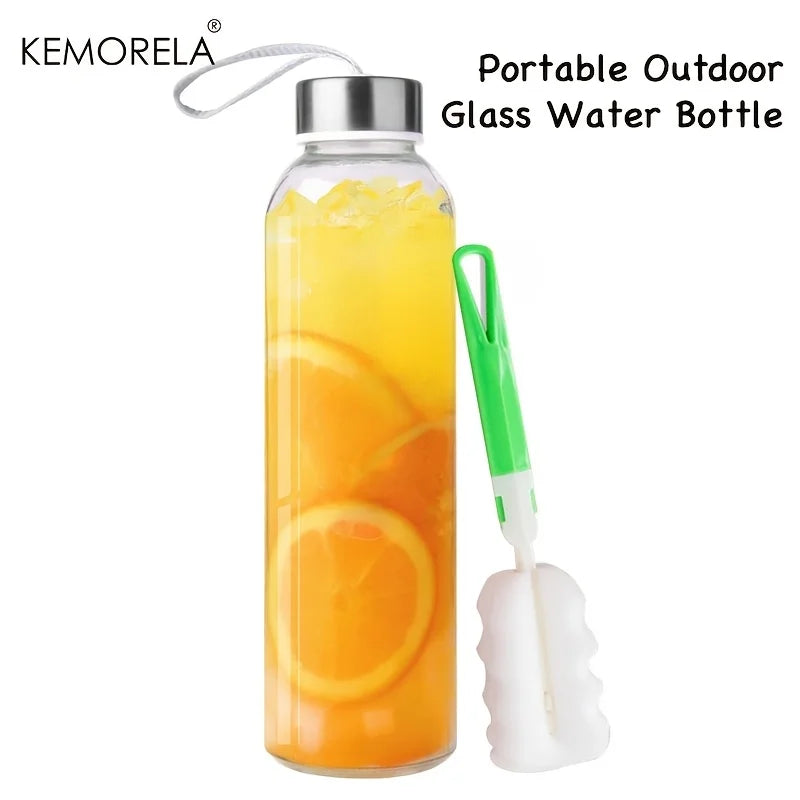 Glass Water Bottle with Cleaning Brush