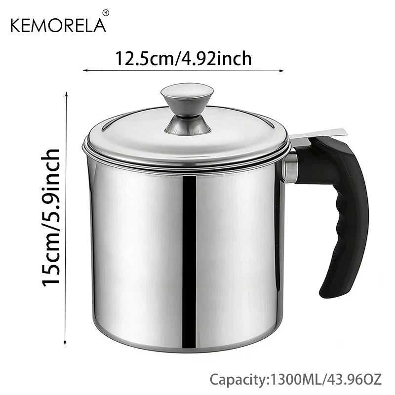 Stainless Steel Oil Storage Pot with Strainer