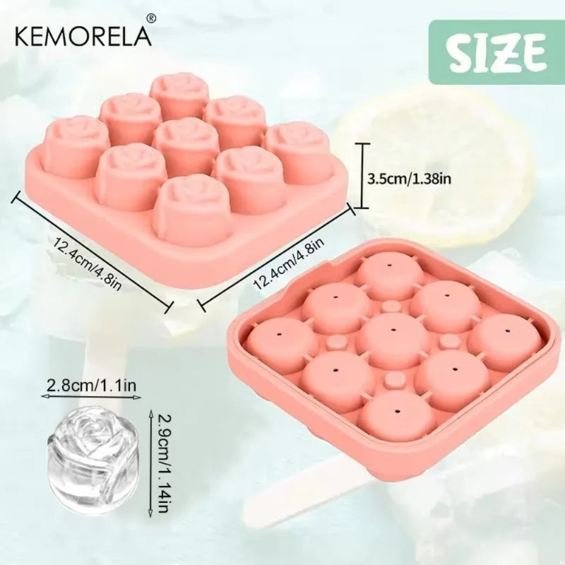 Rose-Shaped Silicone Ice Cube Mold Tray (12 Roses)