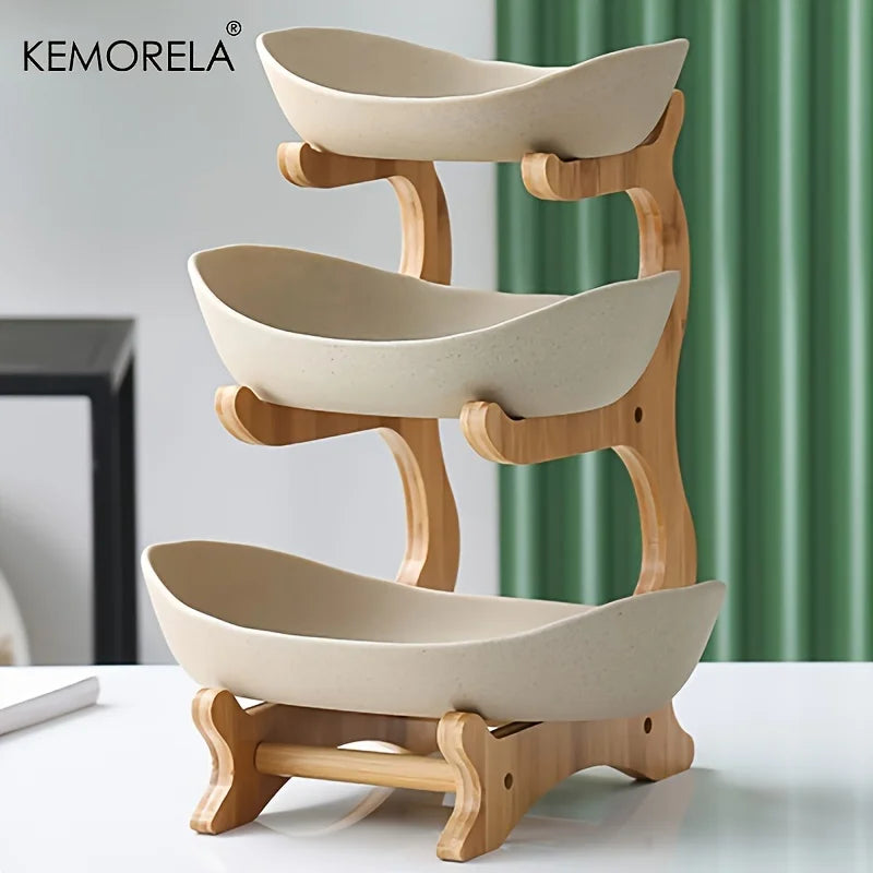 Bamboo Fruit Basket Stand