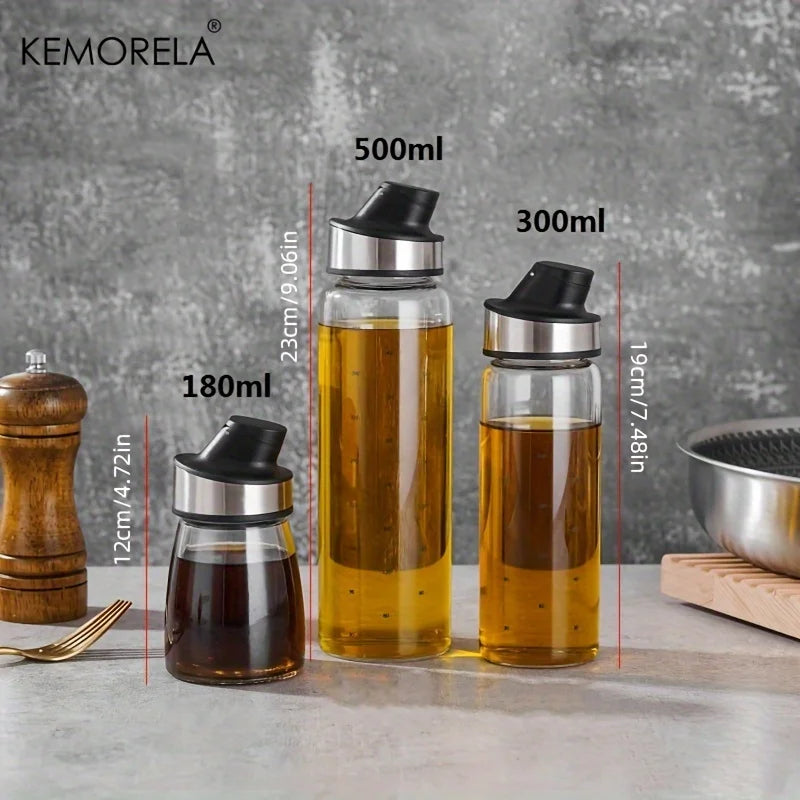 Glass Oil Dispenser Bottle with Auto-Flip Spout