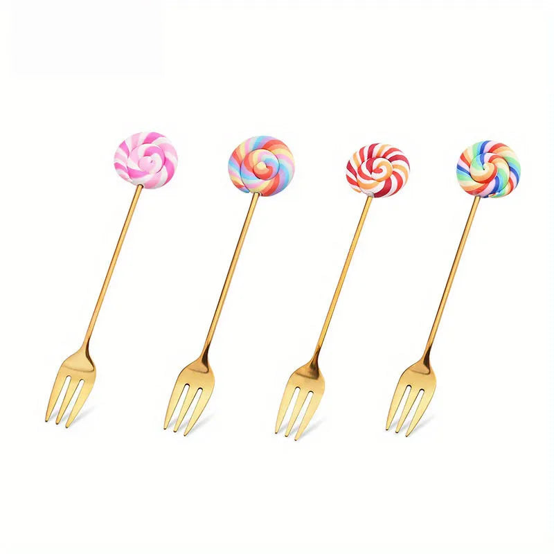 Gold Dessert Spoon & Fork Set