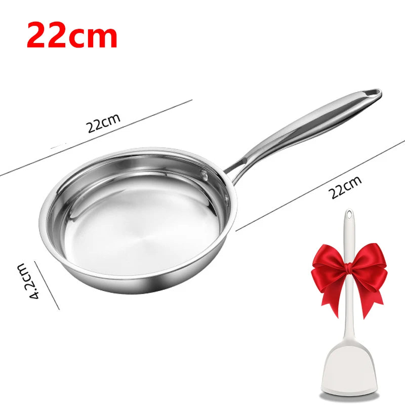 Tri-Ply Stainless Steel Frying Pan with Silicone Spatula Gift Set (22/24/26/28cm)