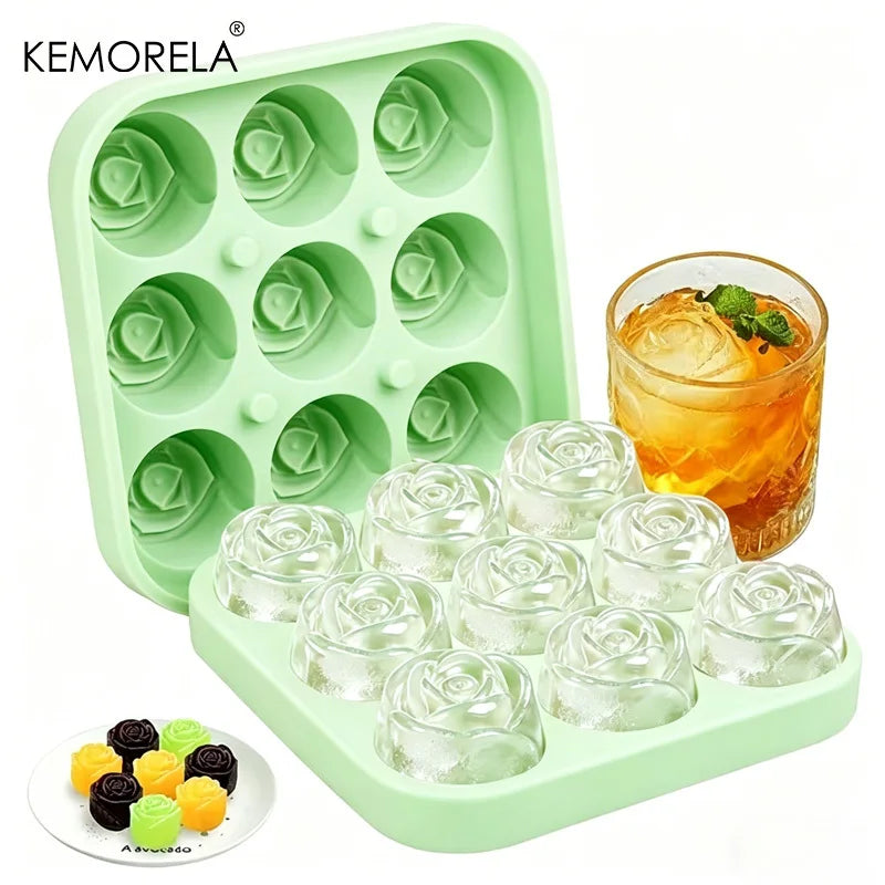 Rose-Shaped Silicone Ice Cube Mold Tray (12 Roses)