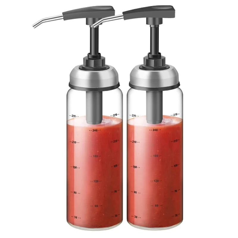 Glass Sauce Pump Dispenser Bottle