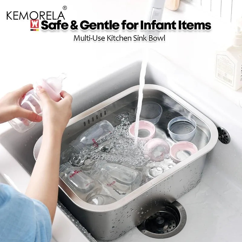 Stainless Steel Over-Sink Colander Basket with Extendable Arms (Large)