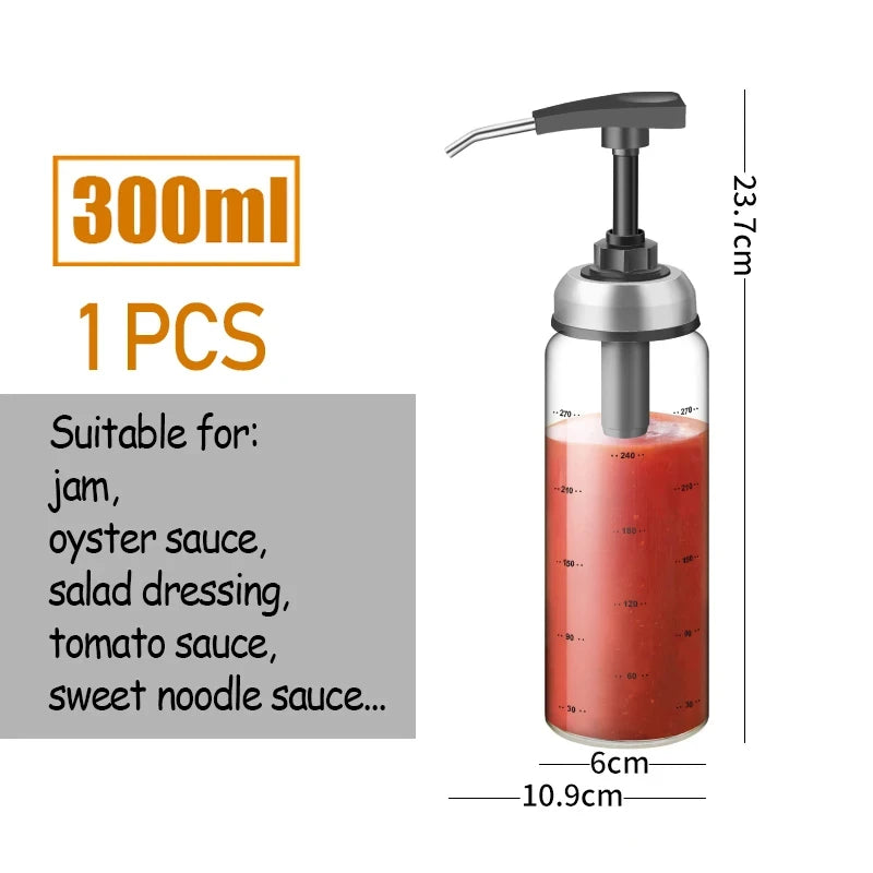 Glass Sauce Pump Dispenser Bottle