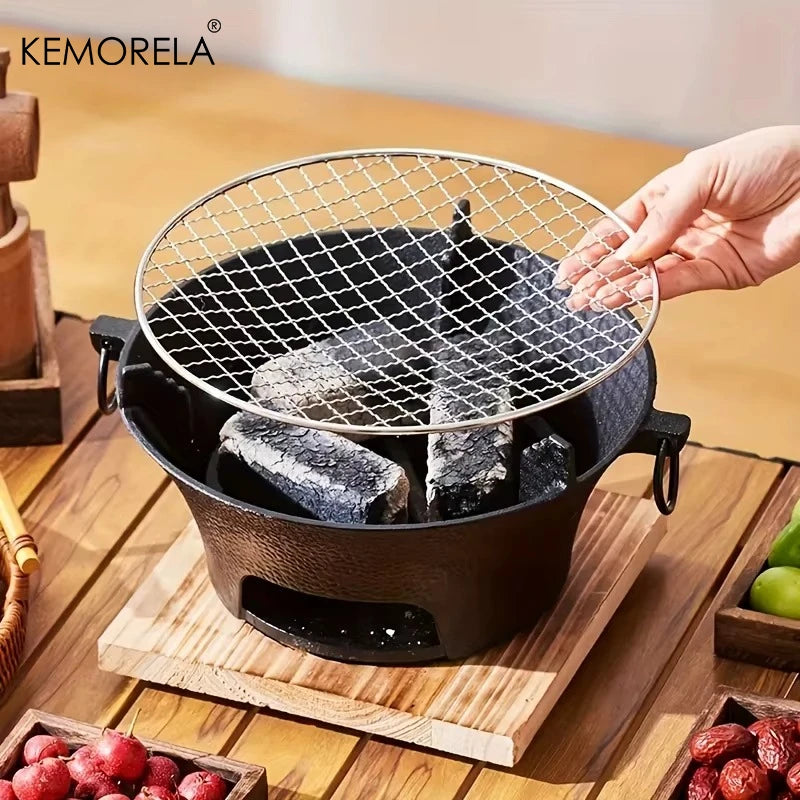 Japanese Cast Iron Charcoal Stove with Grill Grate