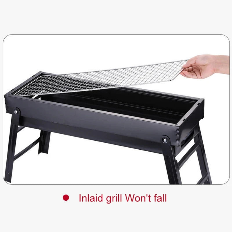 Portable Folding Charcoal BBQ Grill with Adjustable Legs (60/80cm)