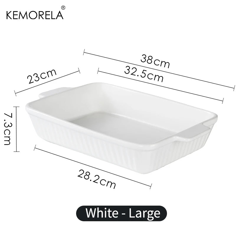 White Ceramic Baking Dish with Handles (Small / Large)