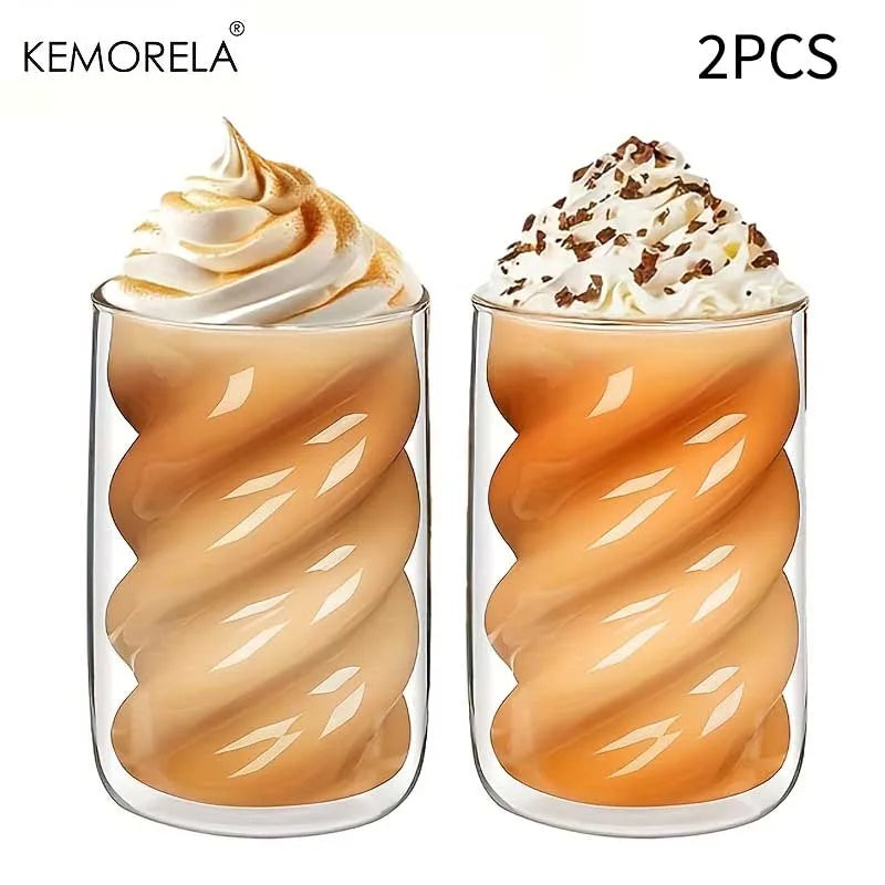 Double-Wall Twisted Glass Cup