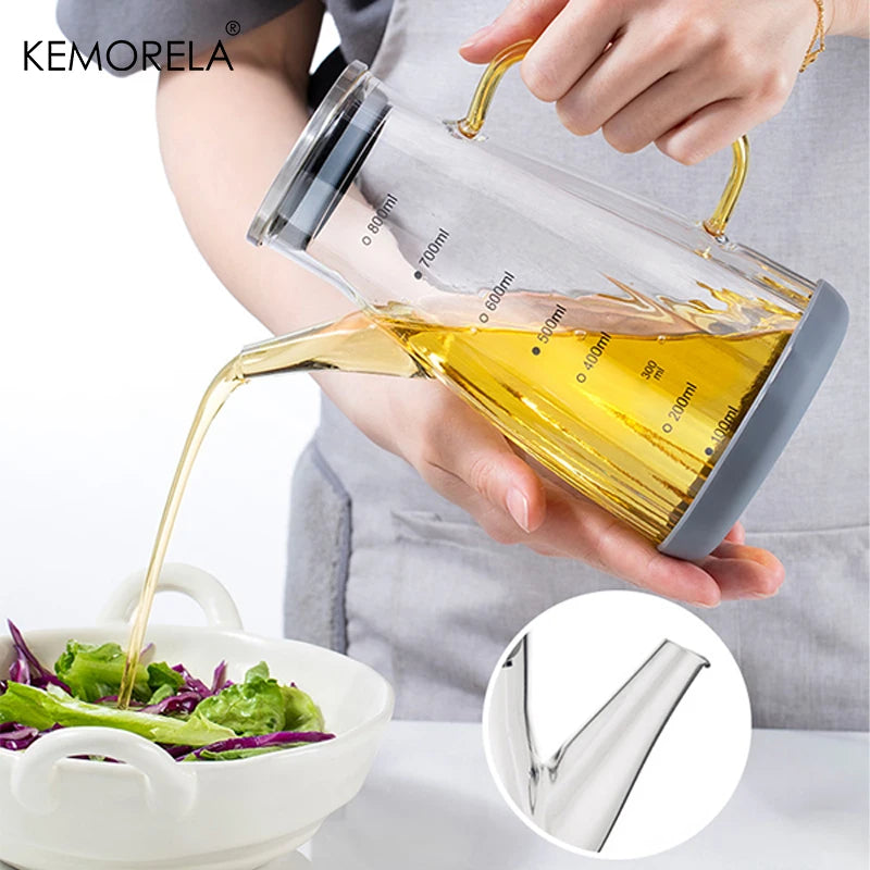 Glass Oil Dispenser with Scale & Stainless Lid (600/750/1000ml)