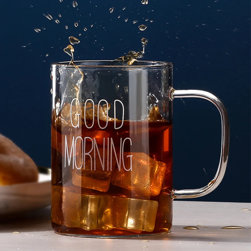 Good Morning Glass Mug with Handle