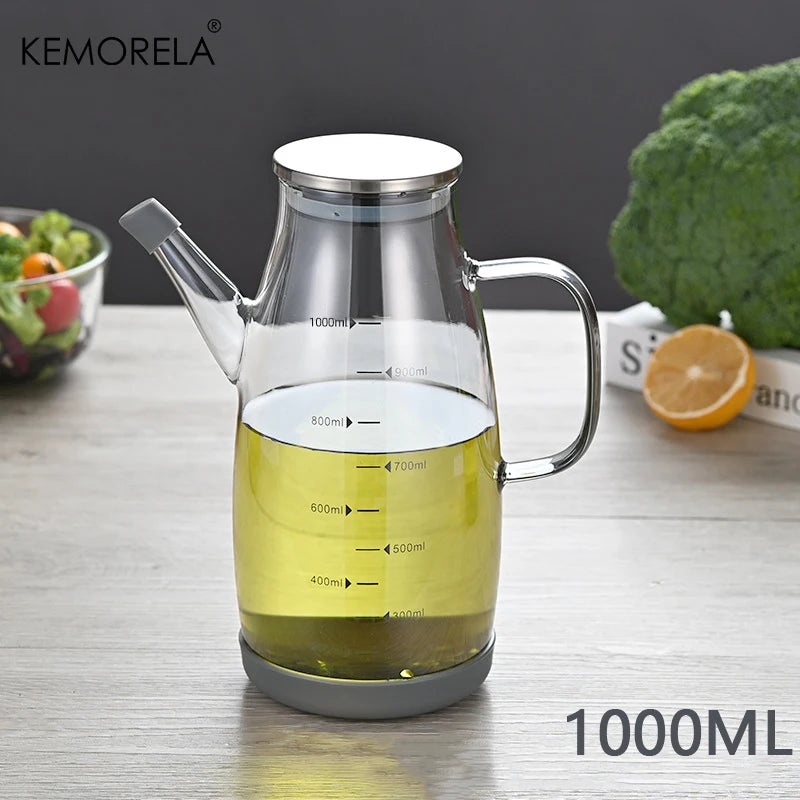 Glass Oil Dispenser with Scale & Stainless Lid (600/750/1000ml)