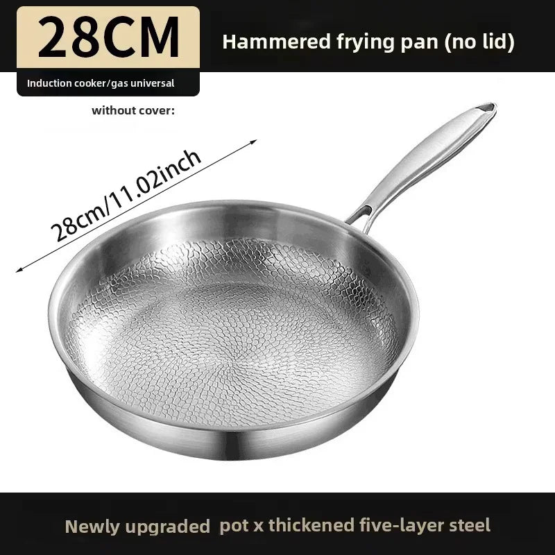Hammered Stainless Steel Frying Pan