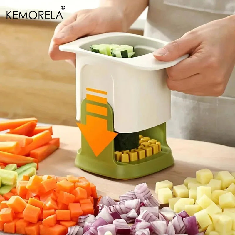 Multi-Blade Vegetable Dicer & Strip Cutter with Container (4-in-1)