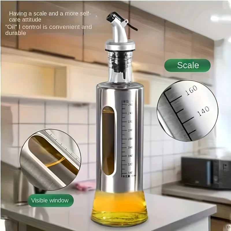 Stainless Steel Glass Oil Dispenser Bottle (200/300/500ml)