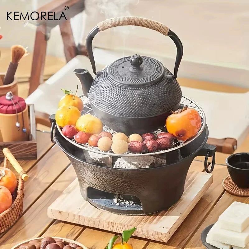 Japanese Cast Iron Charcoal Stove with Grill Grate